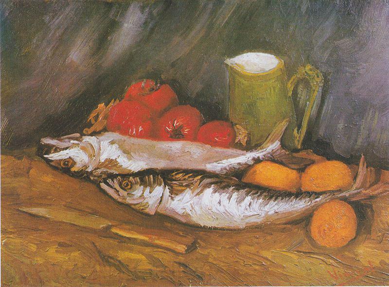 Vincent Van Gogh Still Life with mackerel, lemon and tomato Germany oil painting art